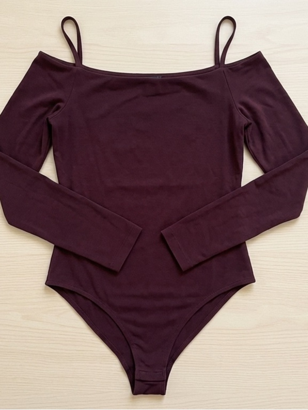 All Saints Maroon One-Shoulder Long-Sleeve Bodysuit